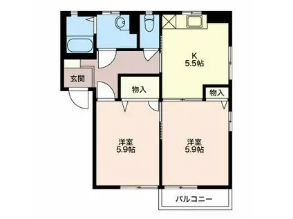ラプラス小松(2K/1階)の間取り写真