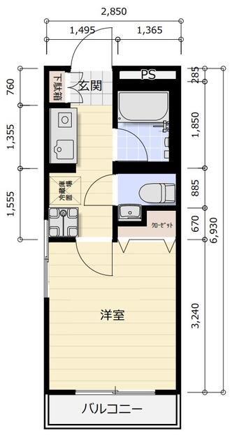 サンライフ池田(1K/3階)の間取り写真