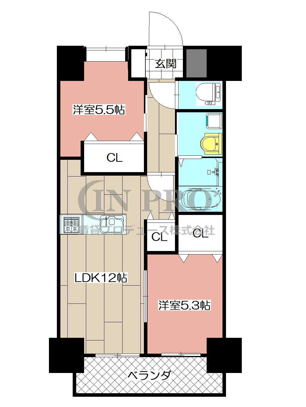 ニューリバー福間(2LDK/6階)の間取り写真
