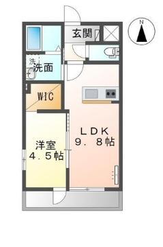 ウィステール(1LDK/2階)の間取り写真