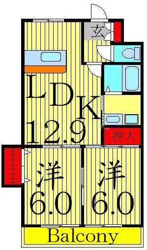 さくら館A棟(2LDK/1階)の間取り写真