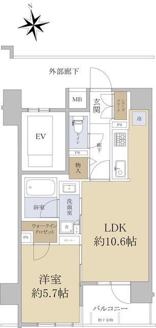 イニシア浅草(1LDK/8階)の間取り写真