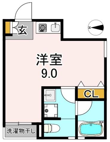 平野東アパートメント(ワンルーム/1階)の間取り写真