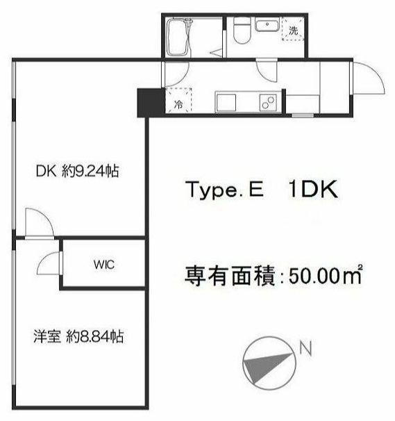 ケイト門仲(1DK/3階)の間取り写真