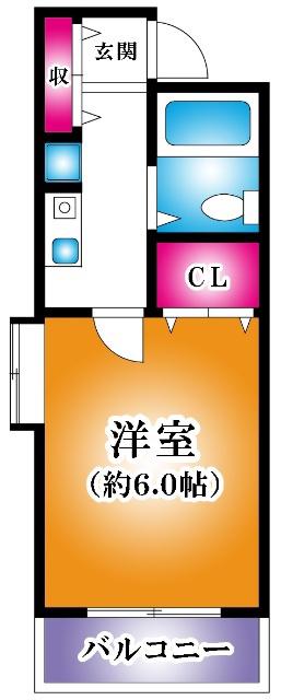 三郷FLATS(1K/2階)の間取り写真