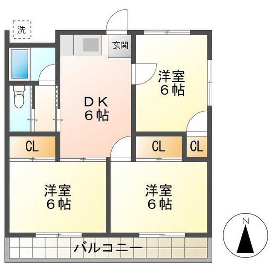コーポ八幡(3DK/2階)の間取り写真