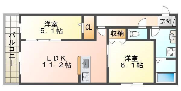 LICORICE(2LDK/3階)の間取り写真