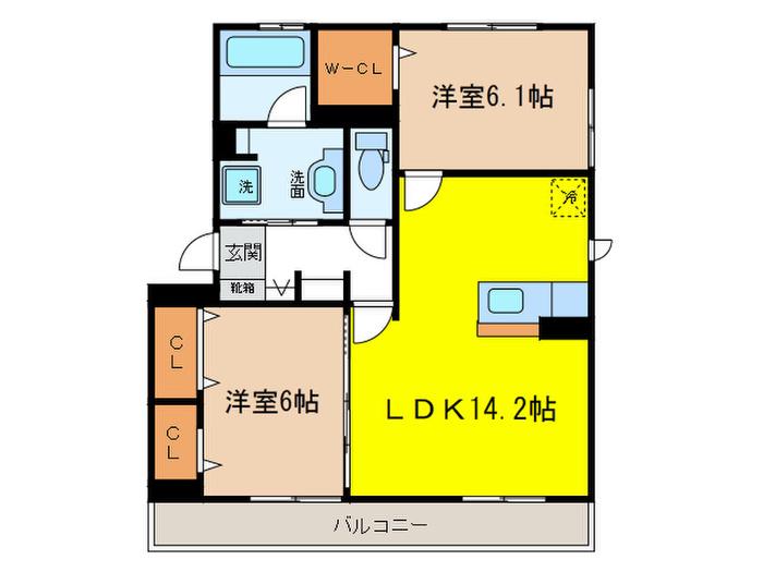 あおなみ線 小本駅(愛知) 徒歩6分 3階建 築6年(2LDK/2階)の間取り写真