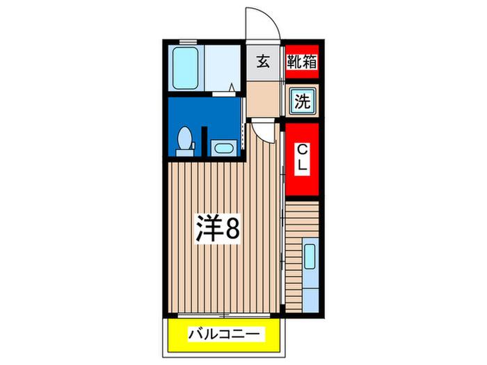 ウエストヒルズIII番館(ワンルーム/2階)の間取り写真