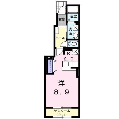アルナージュ(ワンルーム/1階)の間取り写真