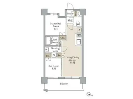オープンブルーム二子(2LDK/1階)の間取り写真