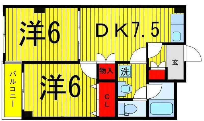 ヴィレヂ・ハピネス3(2DK/4階)の間取り写真