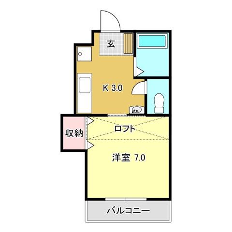 ジョイシティ(1K/2階)の間取り写真