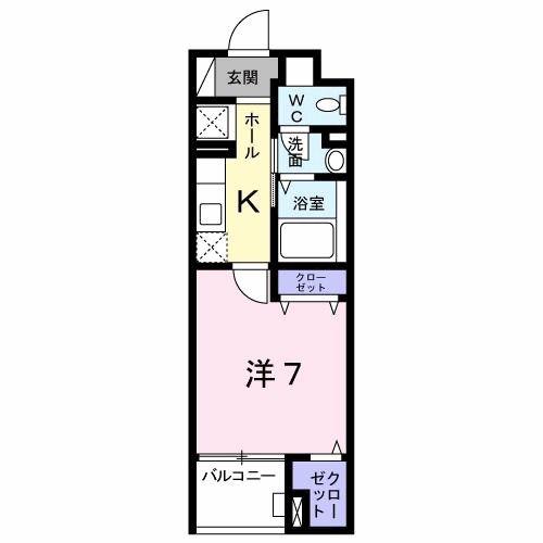 ル クール(1K/4階)の間取り写真