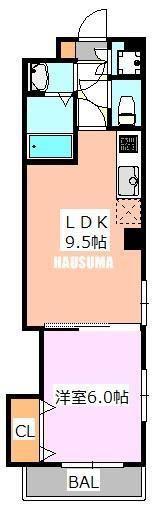 ブランノワール(1LDK/4階)の間取り写真