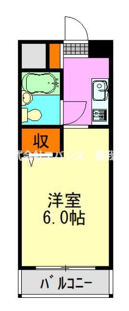 ロザール東千葉(ワンルーム/4階)の間取り写真