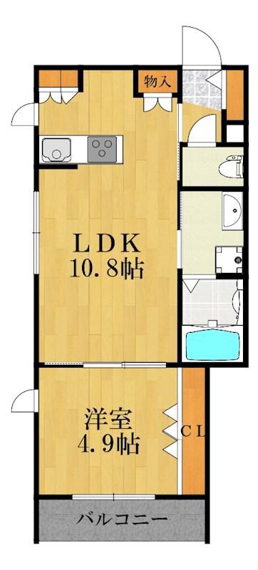 ESPOIR紺屋町(1LDK/2階)の間取り写真