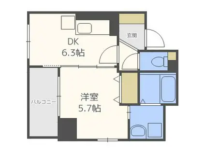 ティベルデ(1DK/6階)の間取り写真
