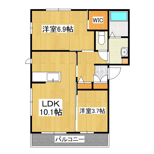 パティオ上長沼(2LDK/1階)の間取り写真
