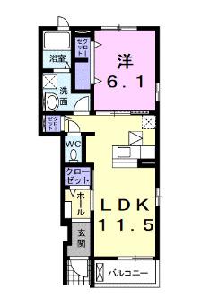 イリーデ・カーサ(1LDK/1階)の間取り写真