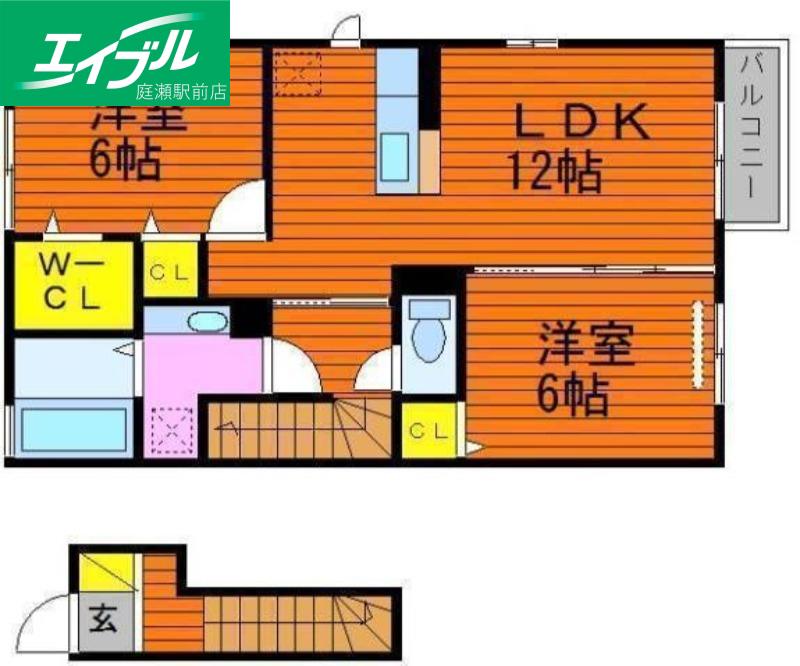 アドラブール H棟(2LDK/2階)の間取り写真
