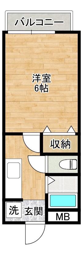 シティベール片野(1K/2階)の間取り写真