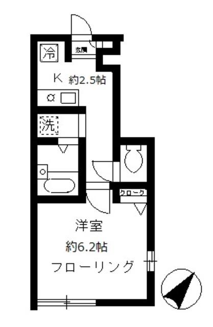 グレイス代々木(1K/1階)の間取り写真