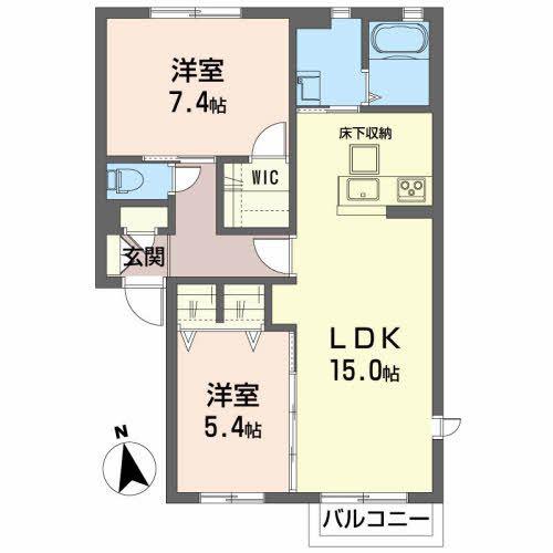ラスパシオ(2LDK/1階)の間取り写真