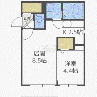 PRENDRE N12(1LDK/4階)の間取り写真