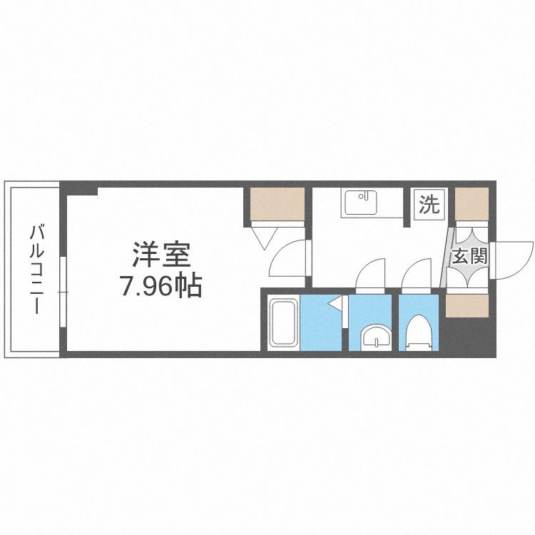 ラヴィータ難波元町(1K/8階)の間取り写真