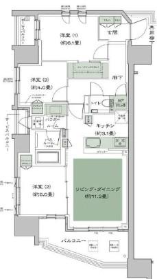 シティタワー品川パークフロント(3LDK/17階)の間取り写真