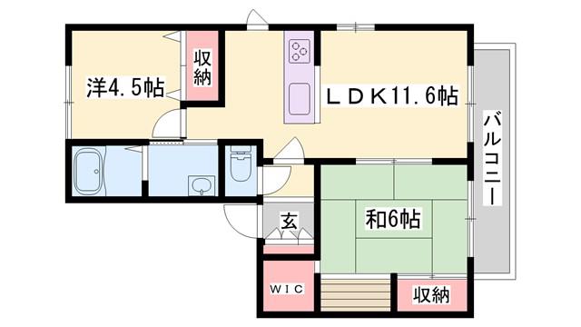 ハイツ熊見II B棟(2LDK/2階)の間取り写真