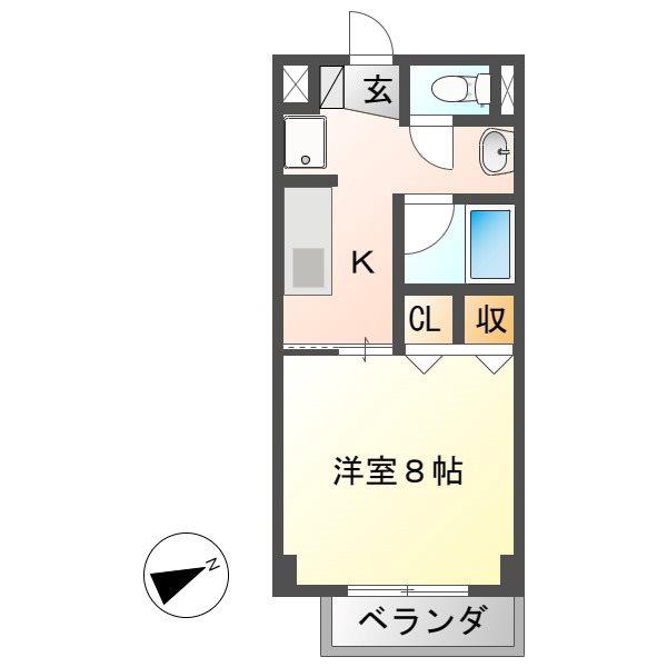 SURPLUSIセルシェ(1K/2階)の間取り写真