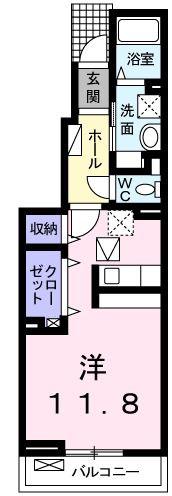 ヴァンベールII(ワンルーム/1階)の間取り写真