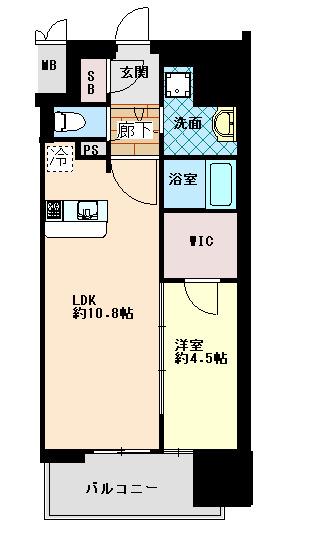 ソルテラス神戸栄町通(1LDK/3階)の間取り写真