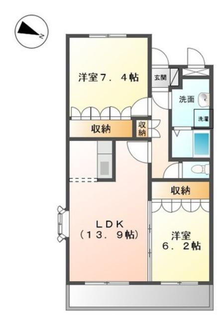 アグア・カリエンテ(2LDK/2階)の間取り写真