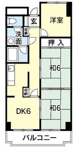 マンワール南末広(3DK/5階)の間取り写真