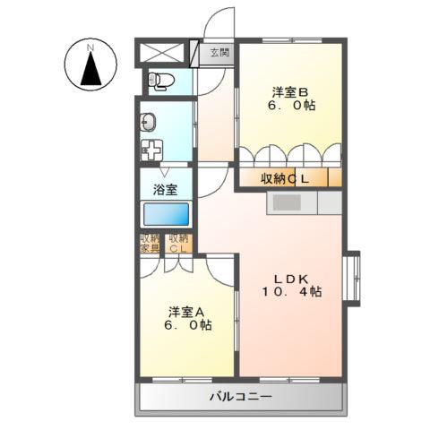 グランフォースMOCO(2LDK/1階)の間取り写真