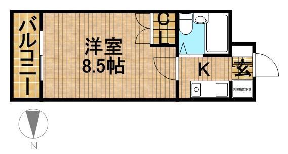 中沢CHG(1K/5階)の間取り写真