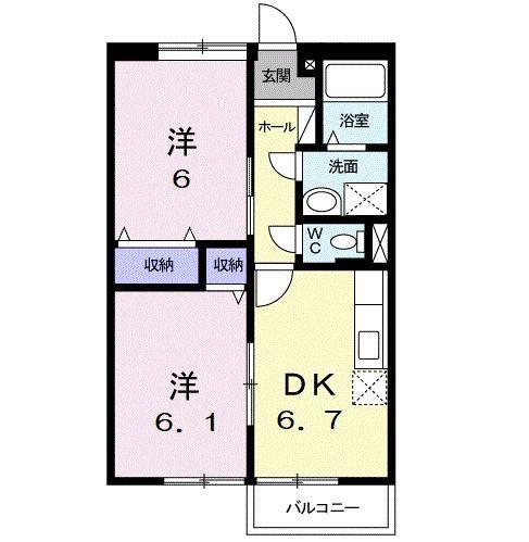 コーポラスFUJIA(2DK/2階)の間取り写真