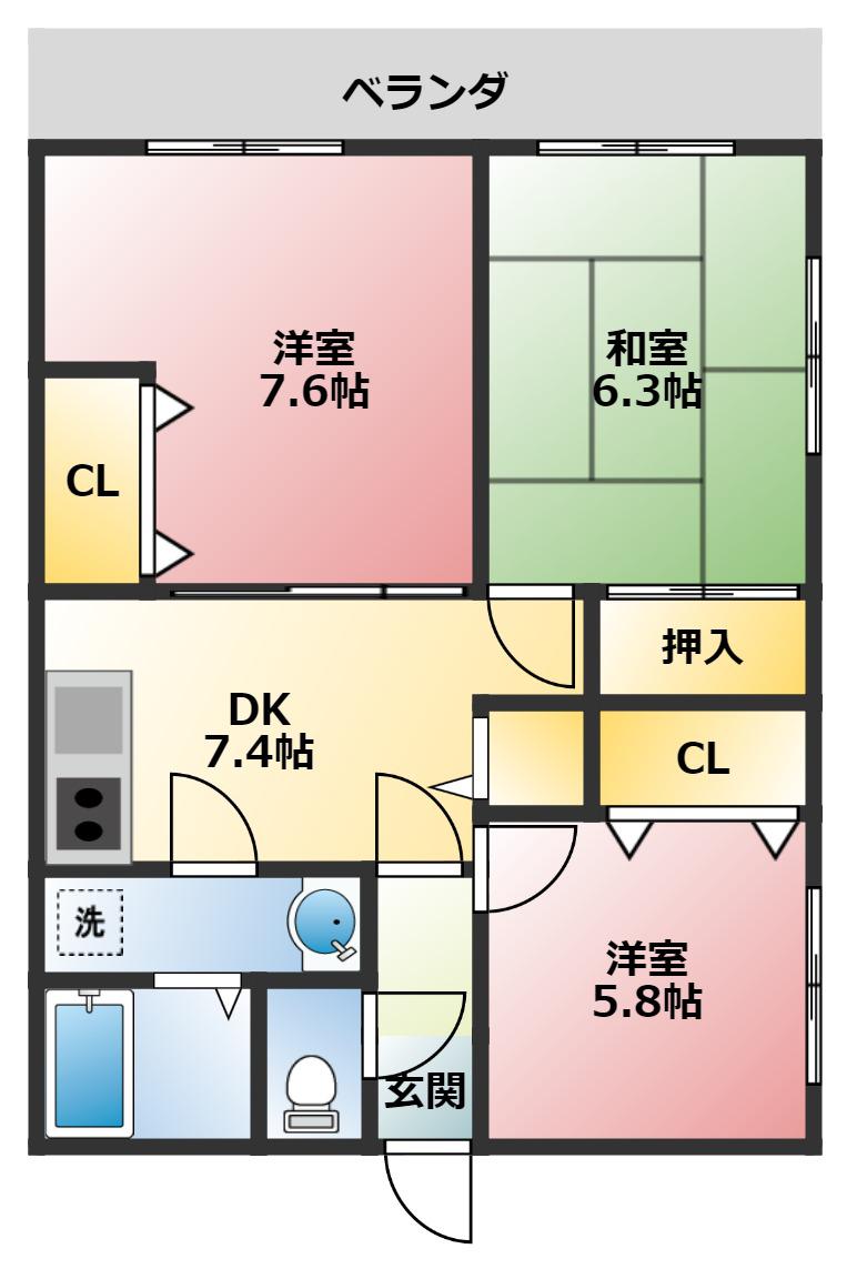 ジュリーパーク(3DK/5階)の間取り写真