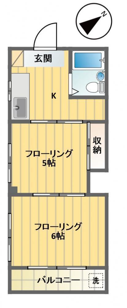 イースタンハイツ(2K/1階)の間取り写真