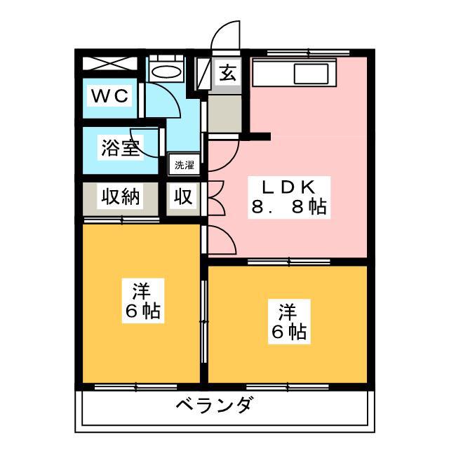 クレストール(2LDK/2階)の間取り写真