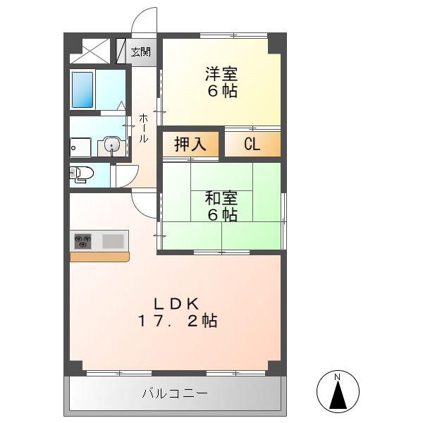 グラード(2LDK/3階)の間取り写真