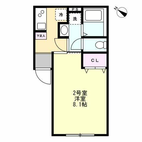 ベイルーム小田急相模原Ⅱ(1K/1階)の間取り写真