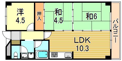 コスタデル明石(3LDK/2階)の間取り写真