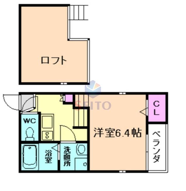 スクリーア箕輪(1K/2階)の間取り写真