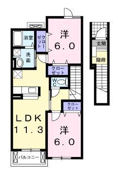 ディアコート(2LDK/2階)の間取り写真