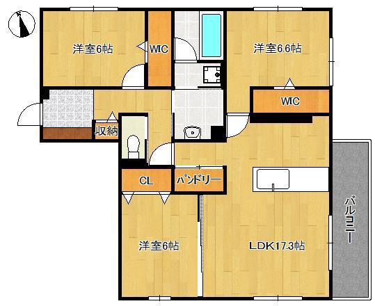 D-ROOM原町(3LDK/2階)の間取り写真