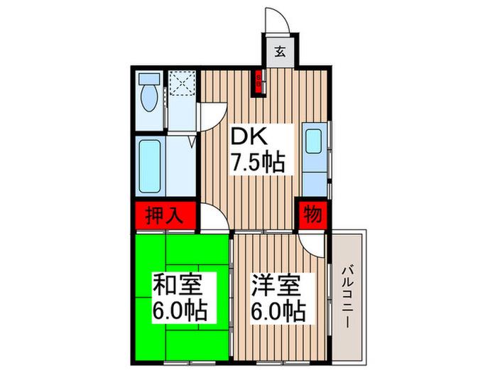 ドエール浦和(2DK/3階)の間取り写真